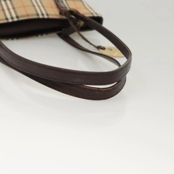 BURBERRY Nova Check Shoulder Bag Canvas Beige Gold Auth 123802 - Picture 9 of 14